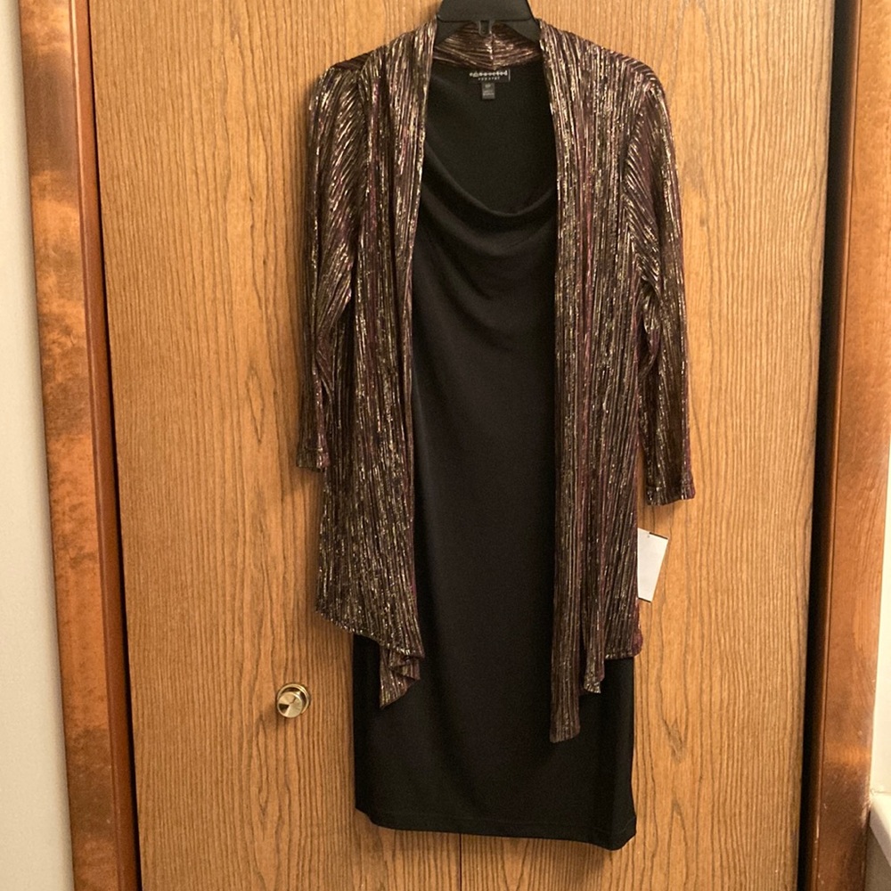 Festive dress with attached lightweight jacket